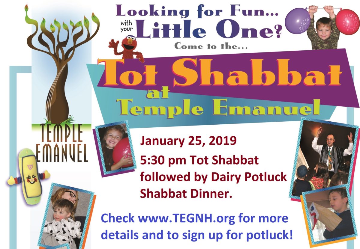 Tot Shabbat, January 25 at 5:30 pm