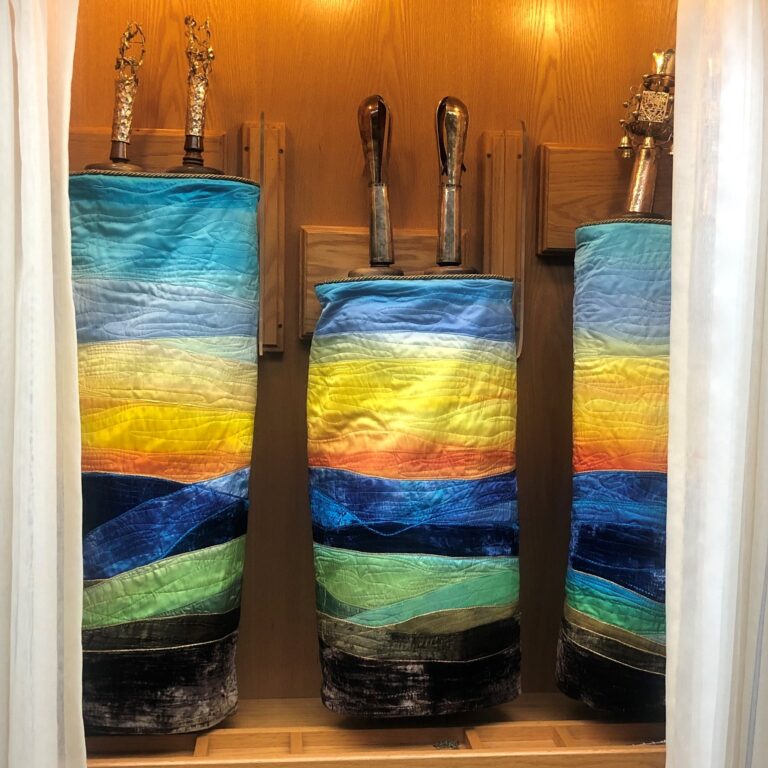 The Temple Emanuel ark with new Torah mantles