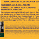 TE Adult Education Series. Spirituality In Our Relationships: Hiding in Plain Sight. Wednesday, May 8, 7 PM 